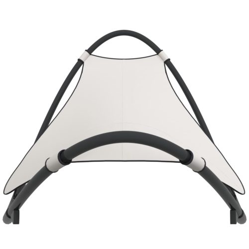  krémszínű acélvázas textilén szövet hintázó napozóágy kerékkel