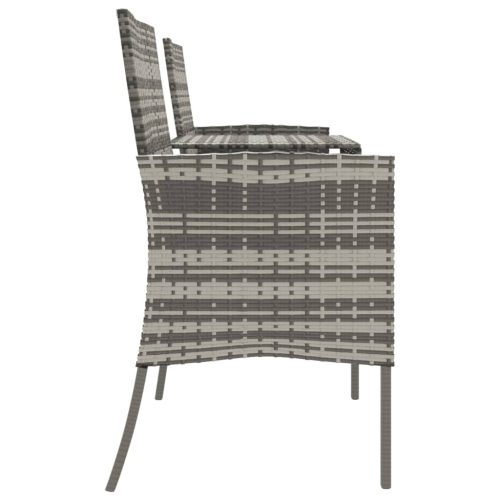  kétszemélyes antracitszürke polyrattan kanapé teázóasztallal