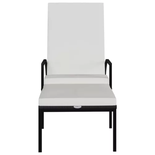 fekete polyrattan napozóágy lábtartóval
