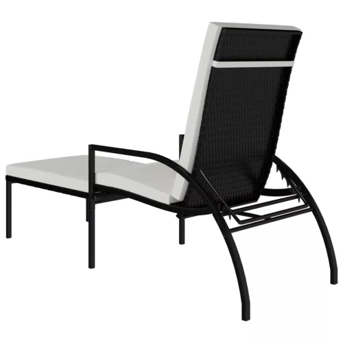  fekete polyrattan napozóágy lábtartóval