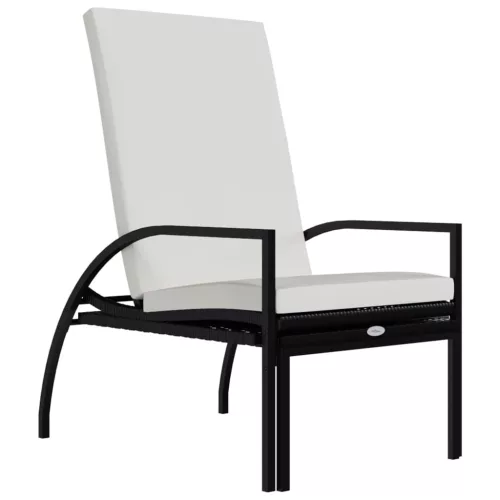  fekete polyrattan napozóágy lábtartóval