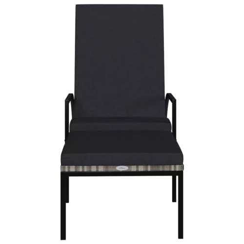  szürke polyrattan napozóágy lábtartóval