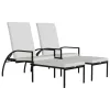  2 db barna polyrattan napozóágy lábtartóval