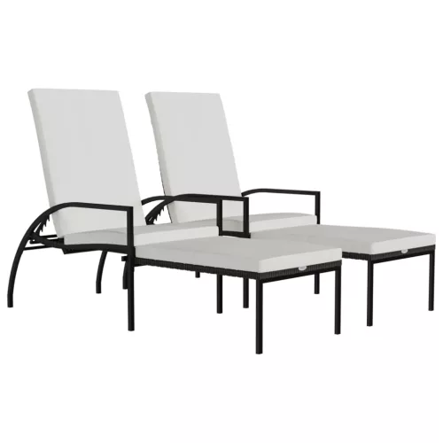  2 db barna polyrattan napozóágy lábtartóval