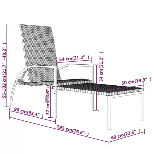  2 db barna polyrattan napozóágy lábtartóval