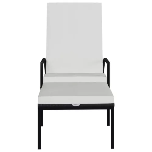  2 db fekete polyrattan napozóágy lábtartóval