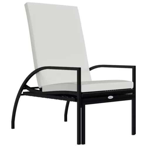  2 db fekete polyrattan napozóágy lábtartóval
