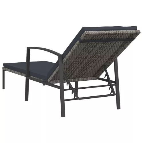  szürke kerti polyrattan napozóágy párnával