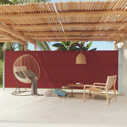  piros behúzható oldalsó terasznapellenző 180 x 600 cm