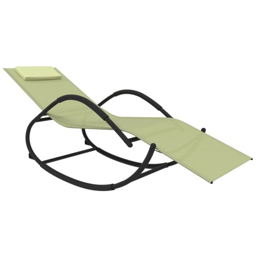  krémszínű acél és textilén hintázó napozóágy