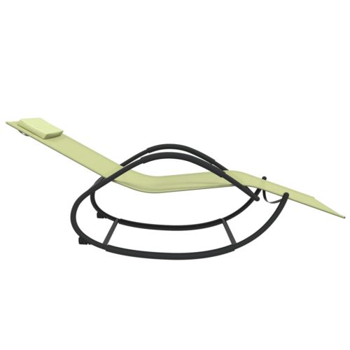  krémszínű acél és textilén hintázó napozóágy