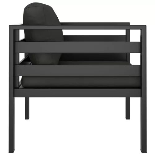  2 db egyszemélyes antracitszürke alumínium kanapészék párnával