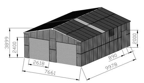 LOGOGLORIOSO XXL DOUBLE GARAGE 7,66×9,98M WITH REMOTE ELECTRIC DOORS