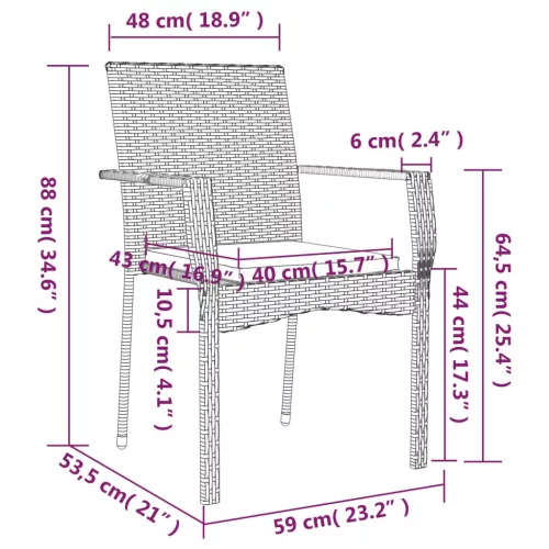  7 részes szürke polyrattan kerti étkezőgarnitúra párnával