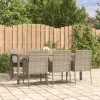  7 részes szürke polyrattan kerti étkezőgarnitúra párnával