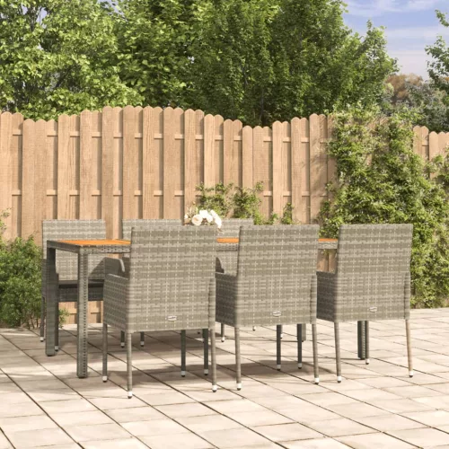  7 részes szürke polyrattan kerti étkezőgarnitúra párnával