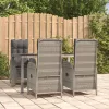  5 részes szürke polyrattan kerti étkezőgarnitúra párnával