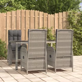    5 részes szürke polyrattan kerti étkezőgarnitúra párnával