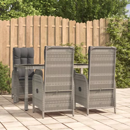  5 részes szürke polyrattan kerti étkezőgarnitúra párnával