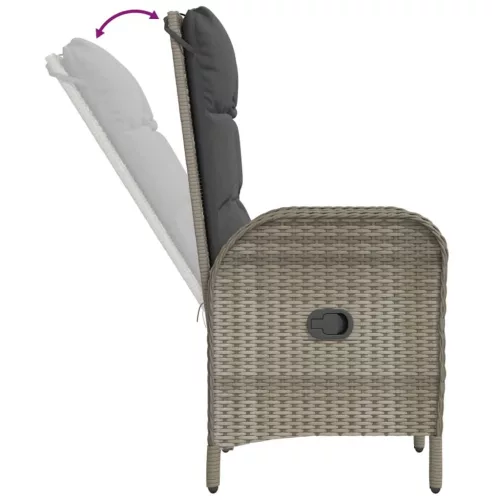  5 részes szürke polyrattan kerti étkezőgarnitúra párnával