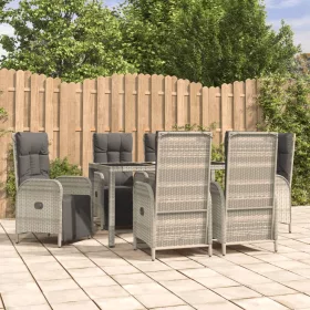    7 részes szürke polyrattan kerti étkezőgarnitúra párnával