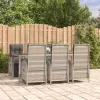 7 részes szürke polyrattan kerti étkezőgarnitúra párnával