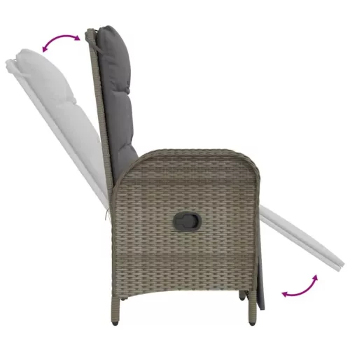 7 részes szürke polyrattan kerti étkezőgarnitúra párnával