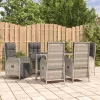  7 részes szürke polyrattan kerti étkezőgarnitúra párnával
