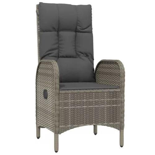  7 részes szürke polyrattan kerti étkezőgarnitúra párnával