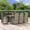  9 részes szürke polyrattan kerti étkezőgarnitúra párnával
