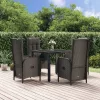  5 részes fekete polyrattan kerti étkezőgarnitúra párnákkal