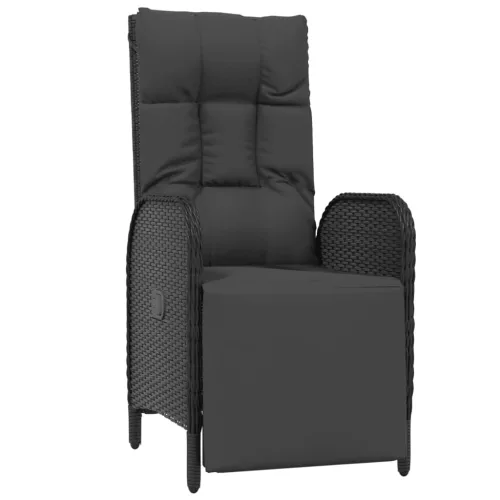  5 részes fekete polyrattan kerti étkezőgarnitúra párnákkal