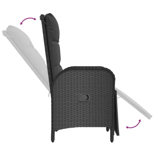  5 részes fekete polyrattan kerti étkezőgarnitúra párnákkal