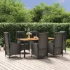  7 részes fekete polyrattan kerti étkezőgarnitúra párnával