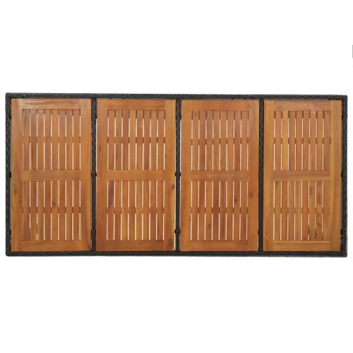  7 részes fekete polyrattan kerti étkezőgarnitúra párnával