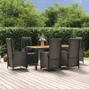  7 részes fekete polyrattan kerti étkezőgarnitúra párnával