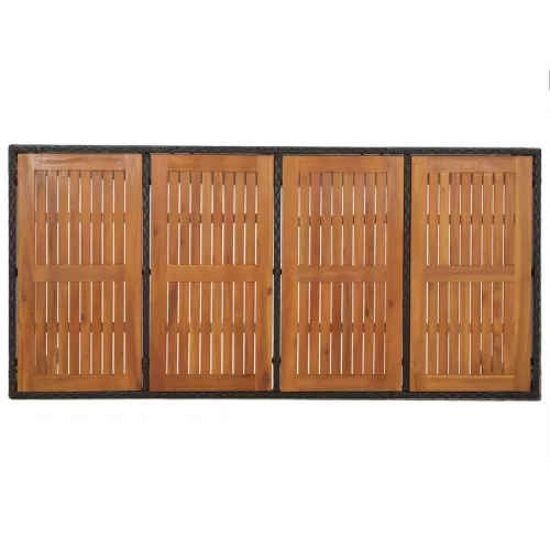  7 részes fekete polyrattan kerti étkezőgarnitúra párnával
