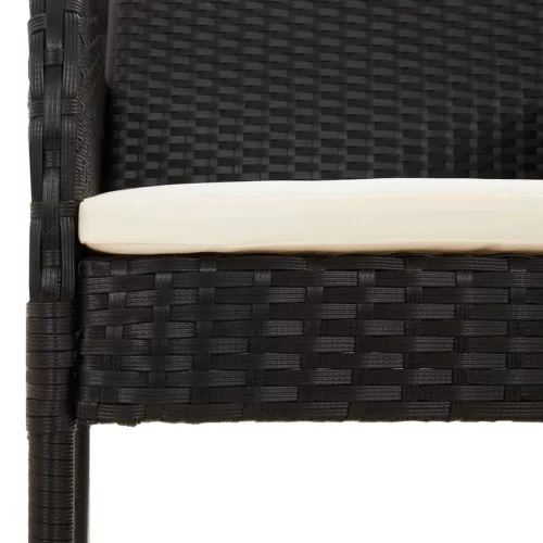  9 részes fekete polyrattan kerti étkezőgarnitúra párnákkal