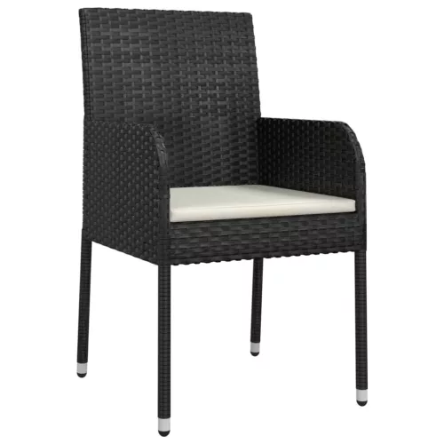  5 részes fekete polyrattan kerti étkezőgarnitúra párnákkal