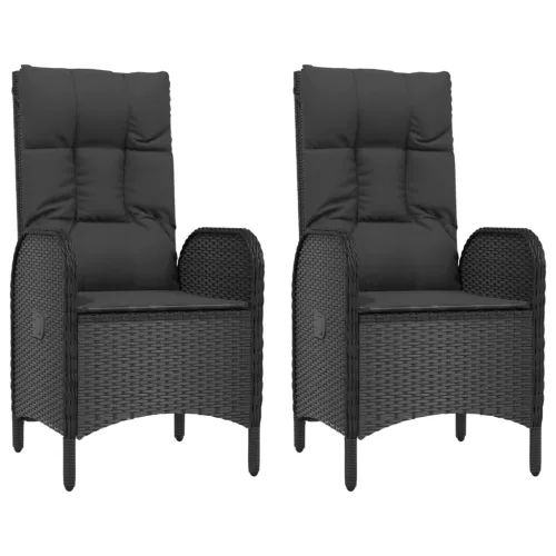 5 részes fekete polyrattan kerti étkezőgarnitúra párnákkal