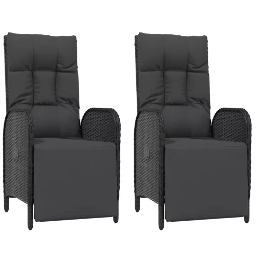  5 részes fekete polyrattan kerti étkezőgarnitúra párnákkal