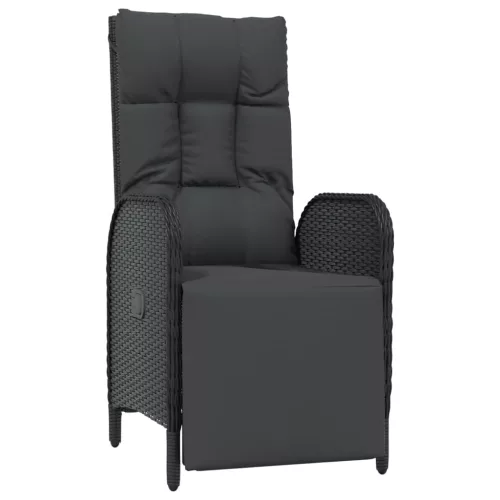  5 részes fekete polyrattan kerti étkezőgarnitúra párnákkal