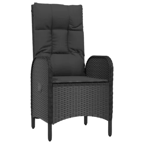  5 részes fekete polyrattan kerti étkezőgarnitúra párnákkal