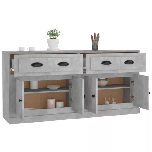  2 db betonszürke szerelt fa tálalószekrény