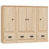  3 db sonoma tölgy színű szerelt fa magasszekrény