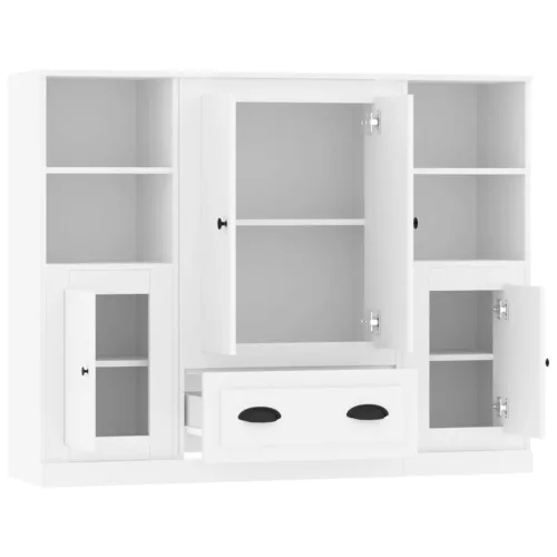  3 db fehér szerelt fa magasszekrény