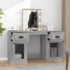  szürke sonoma színű fésülködőasztal LED-del 130x50x132,5 cm