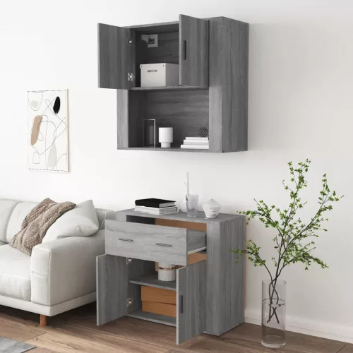  szürke sonoma szerelt fa magasszekrény