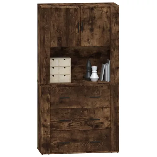  füstös tölgy színű szerelt fa magasszekrény