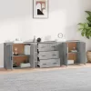 3 db betonszürke szerelt fa tálalószekrény